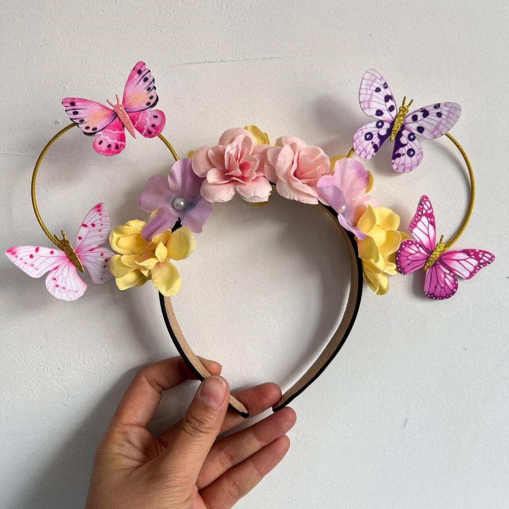 Floral Headbands For Kids And Girls Butterfly Crown Adjustable Flower Hair Accessories For Photography Props