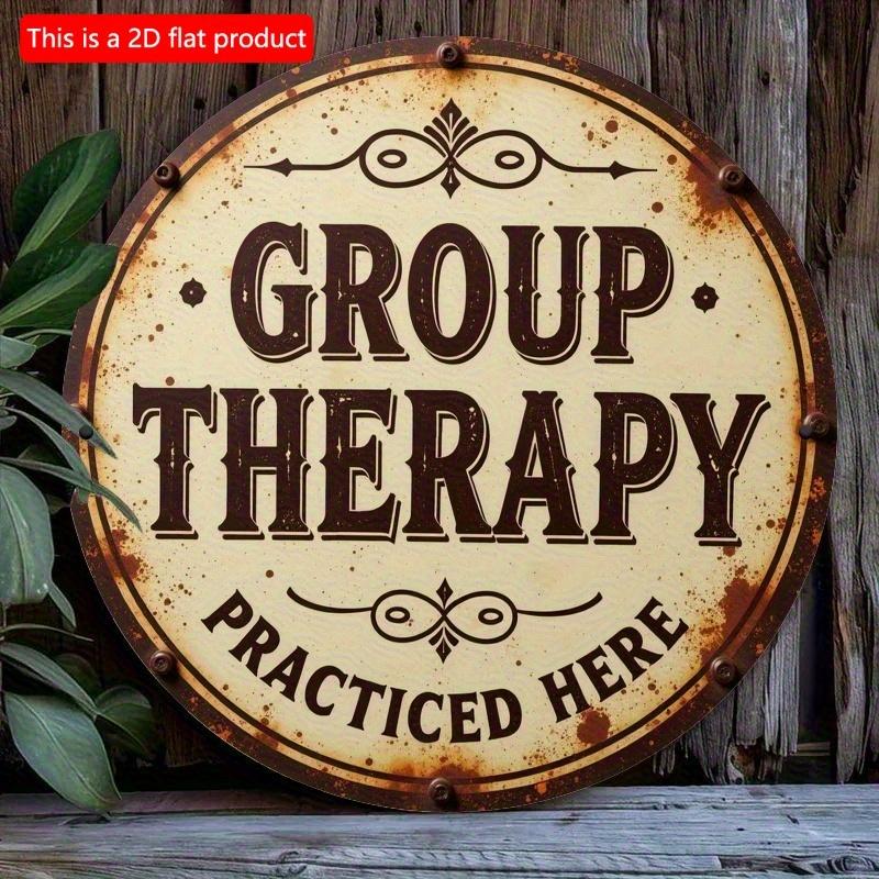 

2d Flat 20*20cm Circular Wooden Sign, Group Wine Therapy Logo, Suitable for Cafes, Gardens, Clubs and Bars, Ideal Choice for Home, Office Decoration. 20*20cm