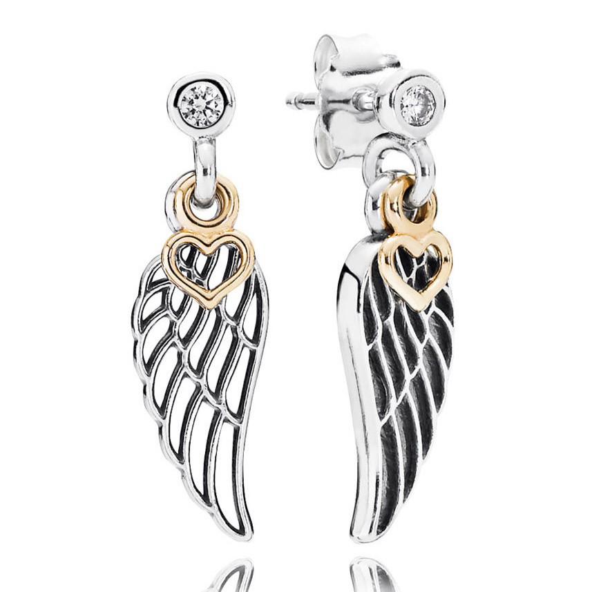Boucles d'oreilles à tige en forme de cœur étincelant authentiques à main levée avec cristal pour femmes, en argent sterling 925, cadeau de mariage, bijoux de mode