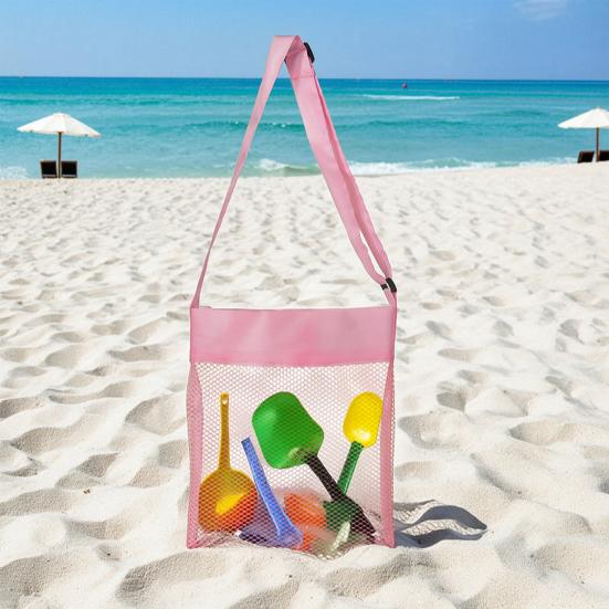 Children's Beach Digging Tools Storage Bag, Large Capacity, Portable Lightweight Mesh Bag, with Adjustable Strap, Beach Bag for Kids Toys Moving And