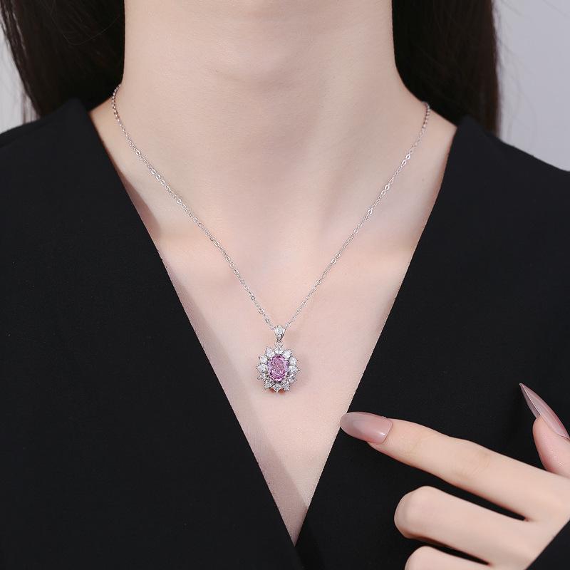 Gemstone Series High Carbon Diamond Multi-Color Necklace - Women's Fashionable Versatile Internet Celebrity Style.