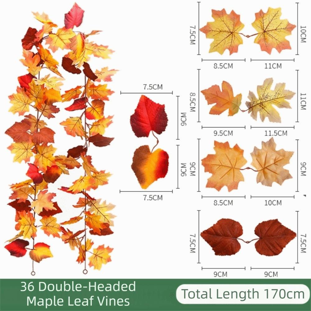 1.7m Red Autumn Maple Leaves Creative Fake Autumn Vines Artificial Maple Garland  Halloween Decor