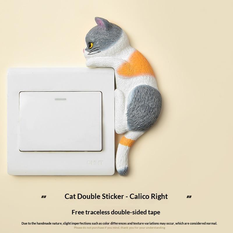 

1Pcs Cute Cat Decorative Decals Stereo Switch Stickers Creative Animals Home Wall Decoration Living Room Bedroom Switch Decor A14