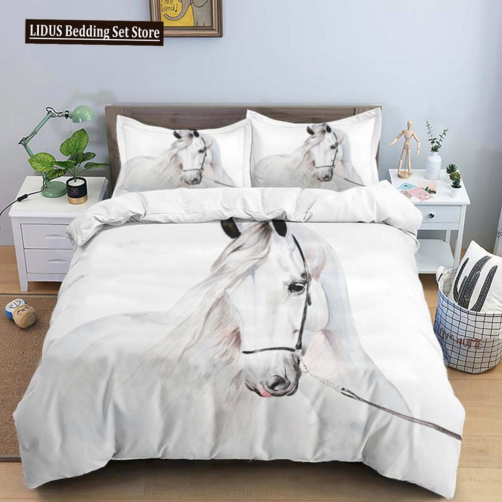 Horses HD Print Bedding Set double Bed Boys Bed Duvet Covers Pillowcases Comforter Bedding Set Teens King Size Bedding Set