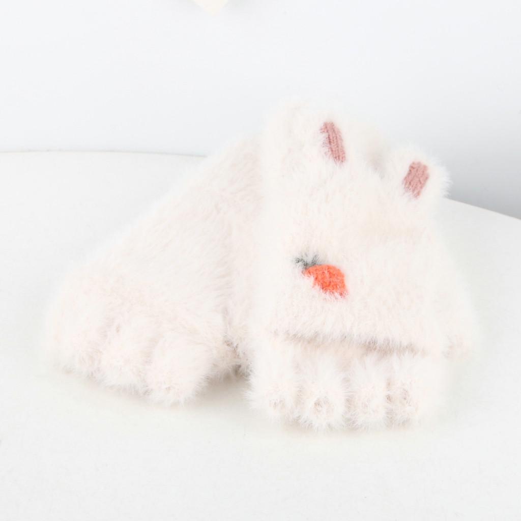 

Children Plush Flipped Half Finger Outdoors Warm Gloves