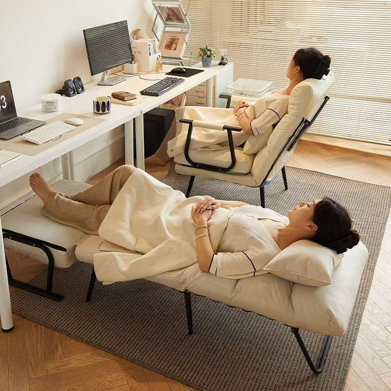 Dual-Use Reclining Office Chair: Foldable Nap Bed/Sofa Seat with Adjustable Backrest