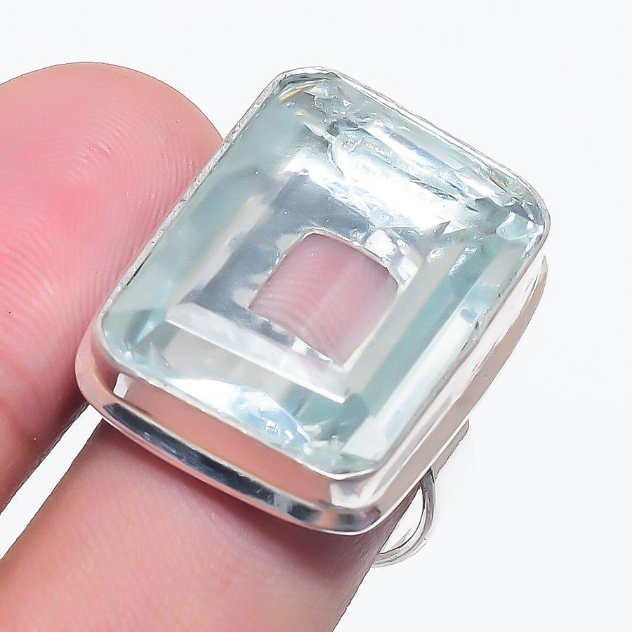 White Topaz Gemstone 925 Sterling Silver Jewelry Ring Size 8