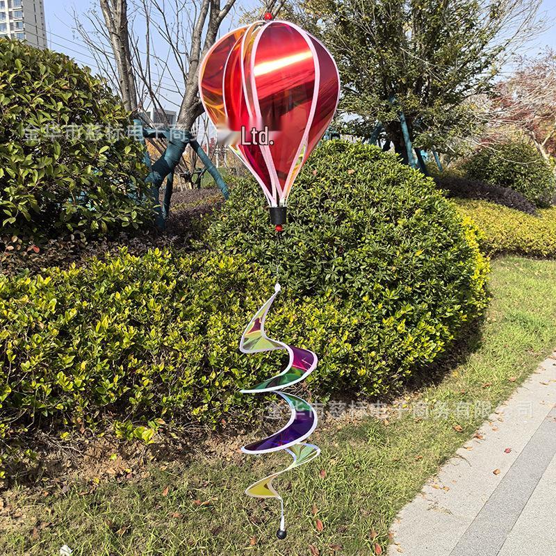 Rainbow Hot Air Balloon Garden Wind Spinner Ornament