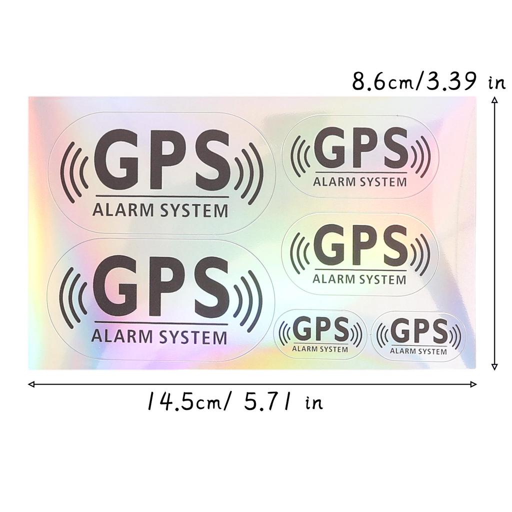 6pcs/set Reflective Laser GPS Alarm System Car Stickers Waterproof DIY Car Window Side Rear Windshield Decorative Vinyl Stickers
