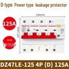 DELIXI DZ47SLE 3-Phase 4-Wire Air Switch with Leakage Protection (Type D, 4-Pole Circuit Breaker)