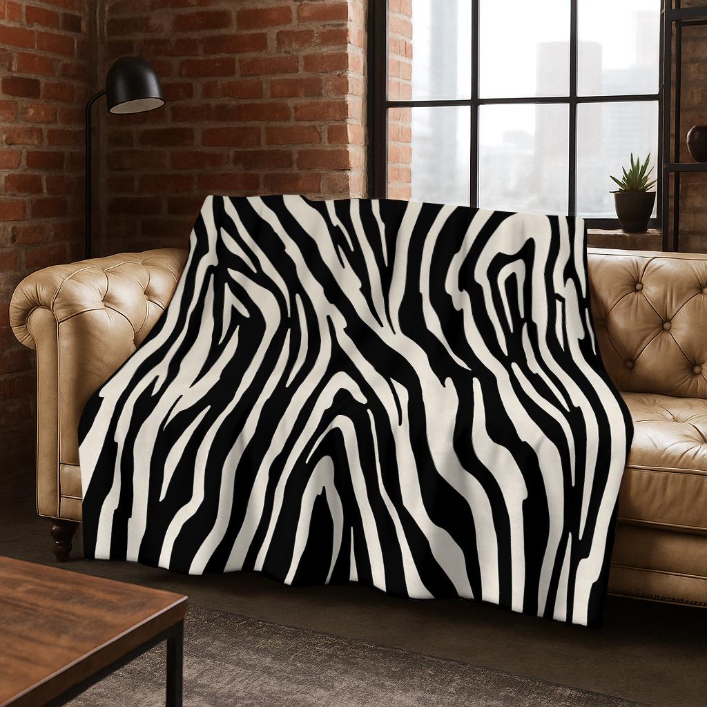 3D Colorful Zebra Stripes Leopard Print Flannel Blanket Soft Warm Blanket for Home Bedroom Office Travel Camping Picnic Gift
