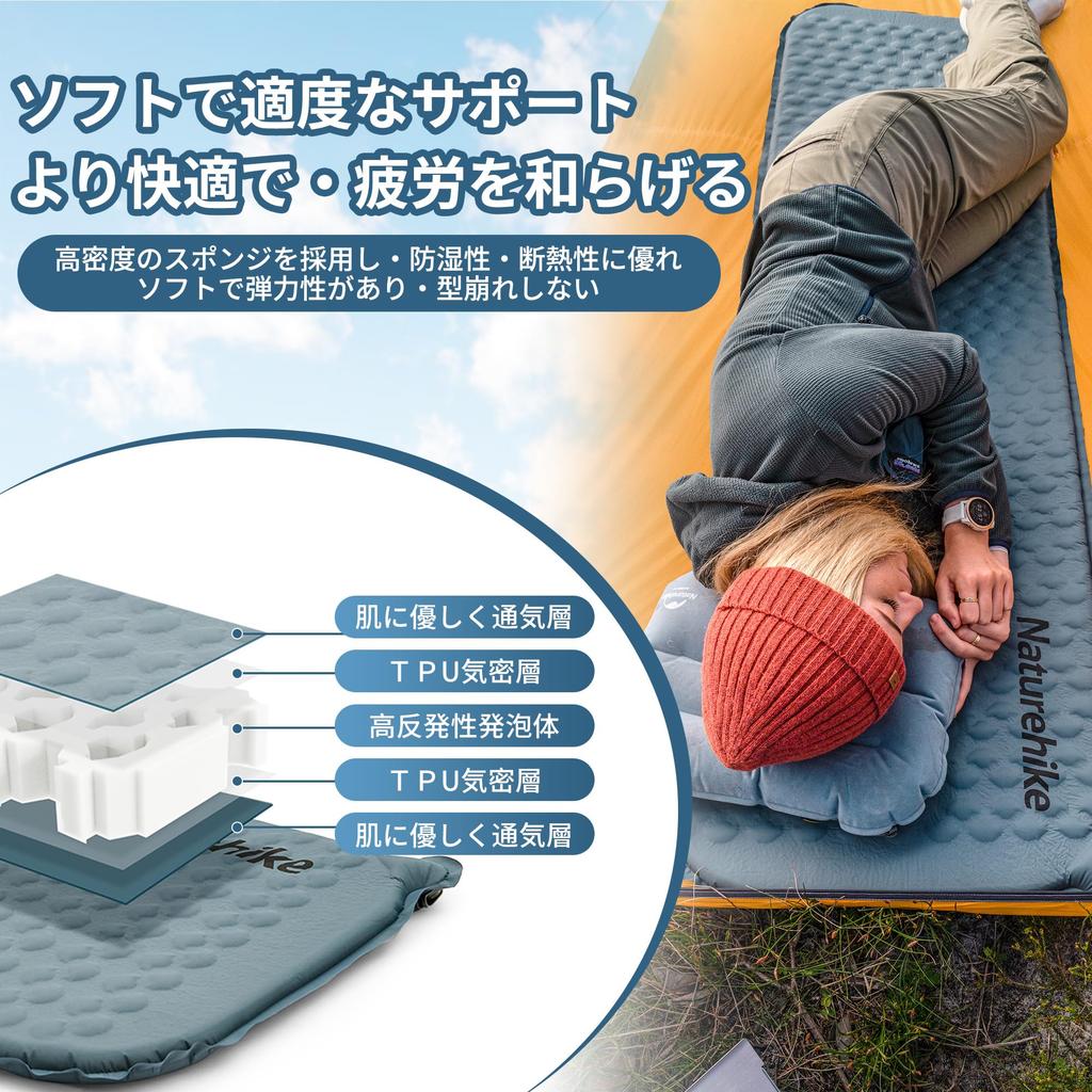 Naturehike Officiell Luftmadrasspump Automatisk Ultrakort Ny Vattencamping Sov i Katastrof Hem Gäst Förvaringsväska Medföljande Matta, Uppblåsning,