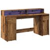 VidaXL Desk with LED Lights Old Wood Engineered Wood, Work Desk, Study Desk, Home Office Desk, Desk 3309436