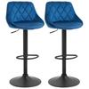 Set 2 Design Kitchen Stools With Backrest And Footrest Velvet Seat And Metal Base 46x48x83 104cm Blue