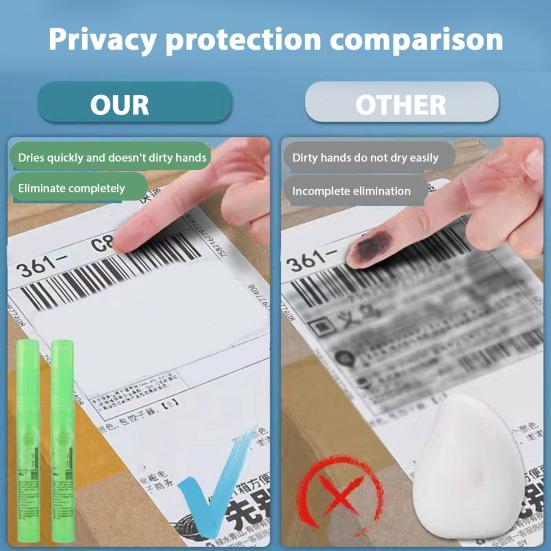 Datenschutzabdeckungsspray 10ml Datenschutzspray-Stift zum Abdecken persönlicher Informationen auf Dokumenten, Paketen, Thermopapier, Korrekturflüssigkeitsspray