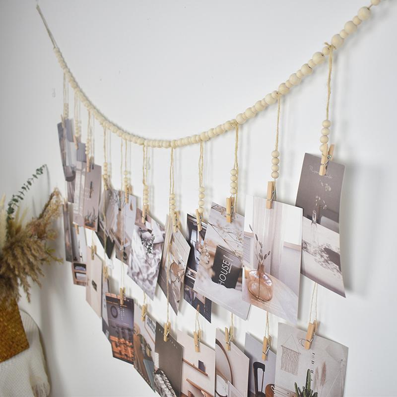 Photo Display Wall Hanging Decor Boho Home Decoration Wooden Beads Macrame Tapestry For Wall Hanging Room Decors Aesthetic Gift