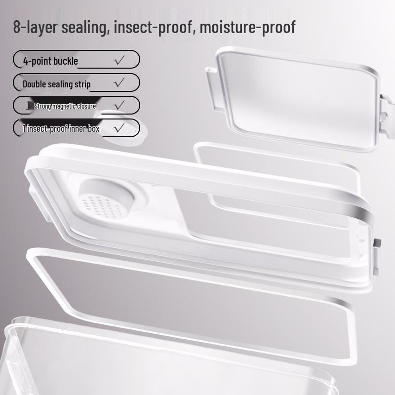 Large Rice and Flour Storage Bin: Sealed, Insect-Proof, Moisture-Proof, Food-Grade.