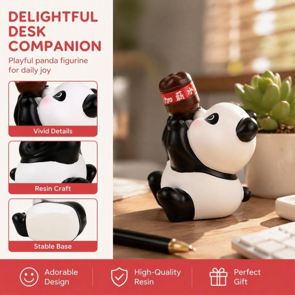 Small Size Mini Animal Figurine Drinking Coke Pose Animal Cake Topper Dashboard Decoration