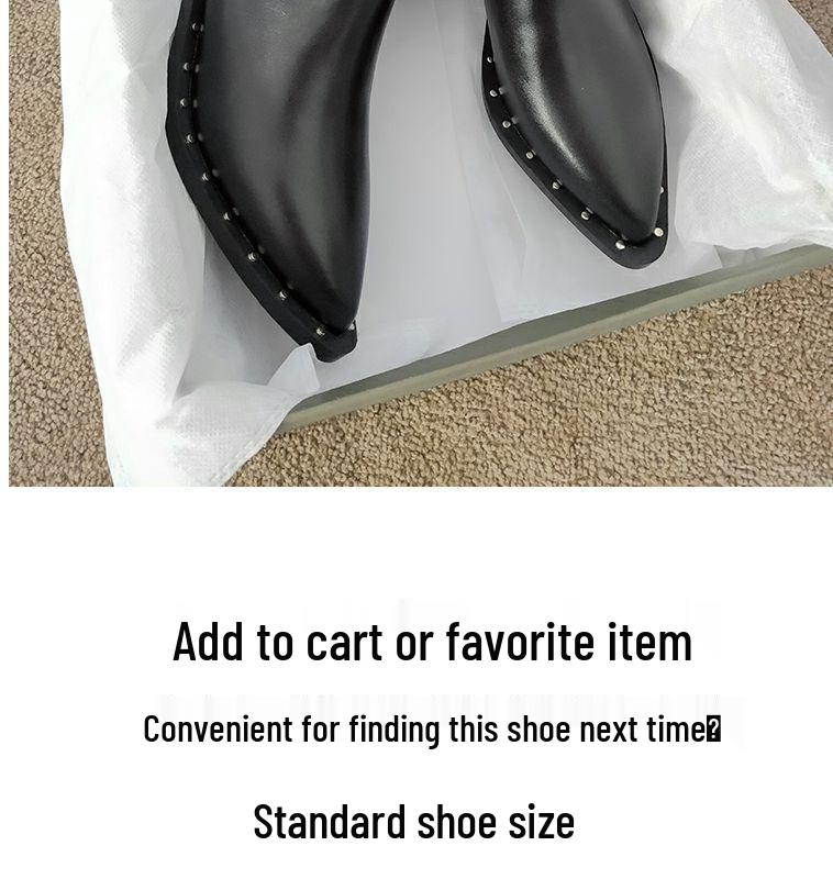 2025 Herfst/Winter Dames Puntige Neus Klinknagel Martin Laarzen - Middenhoge Hak Chunky Chelsea Enkellaarsjes