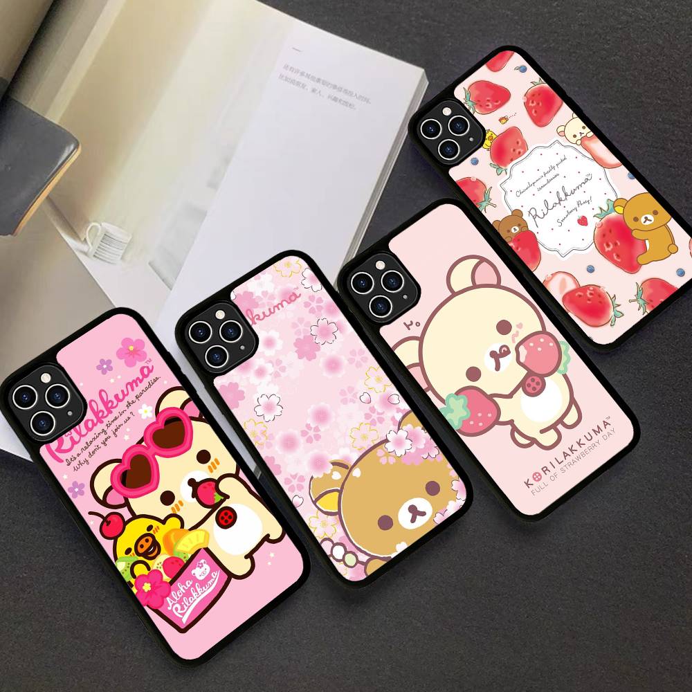 Anime Cute Cartoon Rilakkuma Movie For IPhone 17 16 15 14 13 12 11 Mini Pro Max Plus PC+TPU Back Phone Cover
