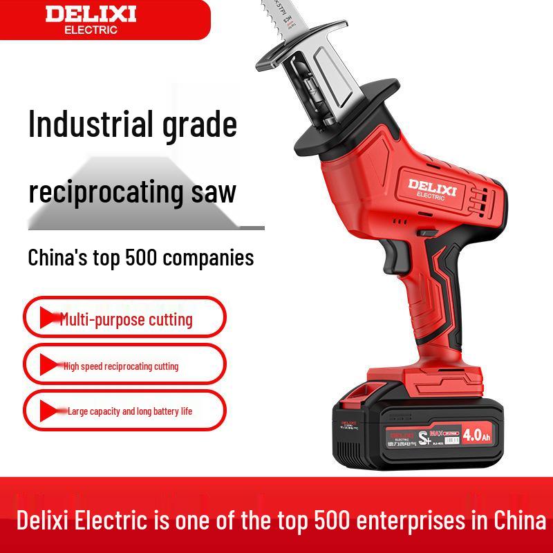 Delixi Rechargeable Handheld Reciprocating Saw - Compact Electric Saw for Home and Outdoor Use
