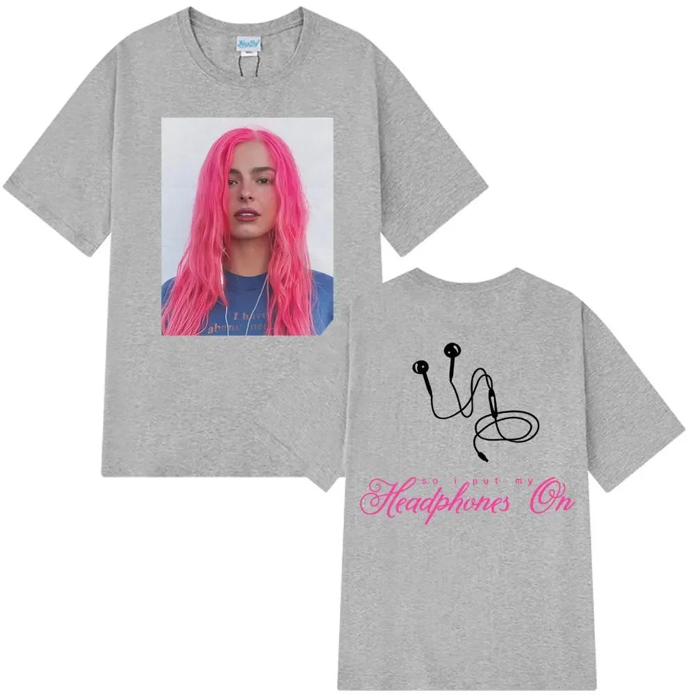 Addison Rae Headphones Fashion Graphic Tshirt Unisex Wounisex Cotton Casual Loose T Shirt Fan Gifts Summer Aesthetic Casual Tshirts