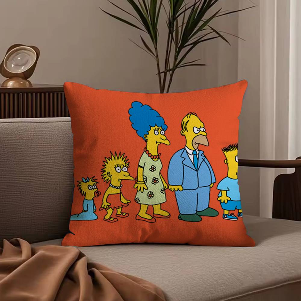 Cartoon The S-Simpsons Pillow Case Anti-dustmite Pillowcase Invisible Zipper Silky Short Plush Sofa Cushion Cover