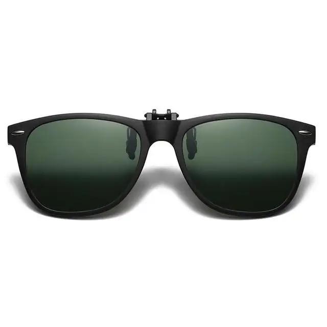 Clip On Sunglasses Men Vintage Square Glasses Anti Glare Night Vision for Car Driving