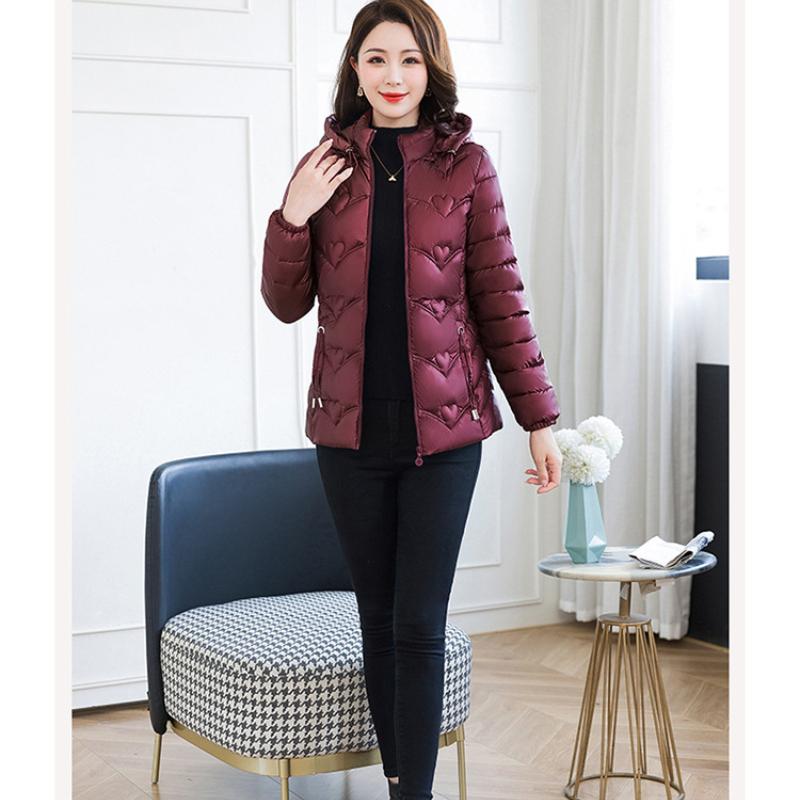 Damenjacke für Herbst und Winter, einfarbig, mit Kapuze, schmale Passform, dick, warm, kurz