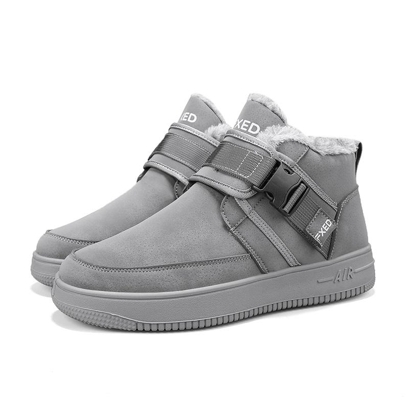 

Новые зимние высокие хлопковые туфли, модные и универсальные, с добавлением флиса для тепла и комфорта, мужские хлопковые туфли 44 серый