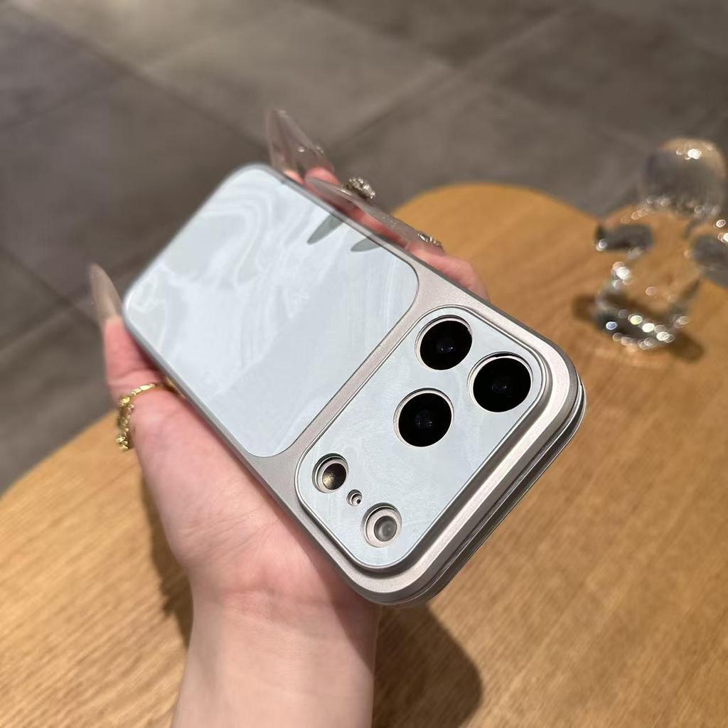 Ledertextur iPhone 17 Pro Max Hülle mit Wasserwellen- und Schneeberg-Samtmuster