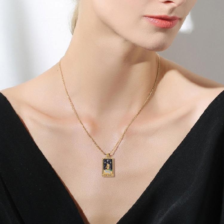 Stylish Tarot Pendant Necklace Tarot Card Enthusiast Present Fashion Tarot Jewelry Party and Festival Necklace for Daily