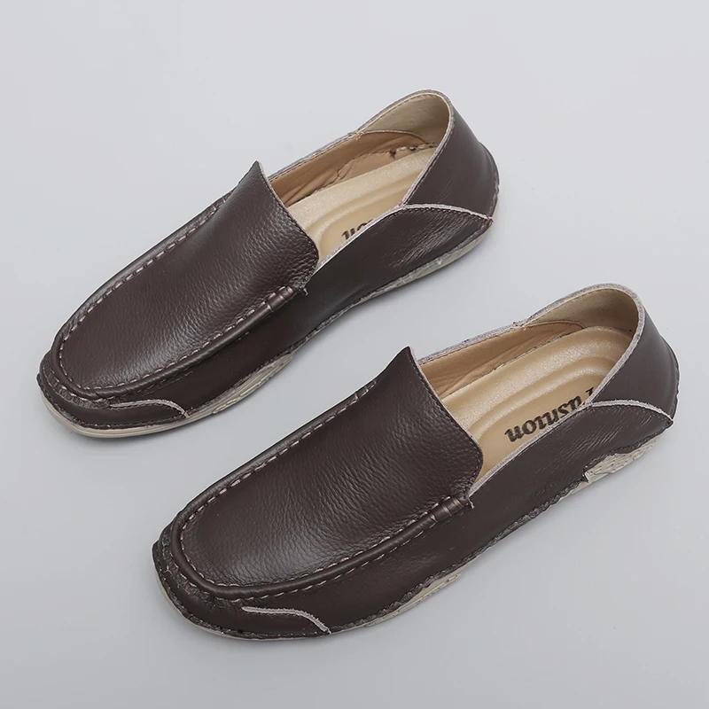 

Мода Новые Модные и Удобные Мокасины из Коровьей Кожи на Мягкой Подошве Бренд Мужские Уличные Дышащие и Нескользящие Повседневные Лоферы 46 коричневый
