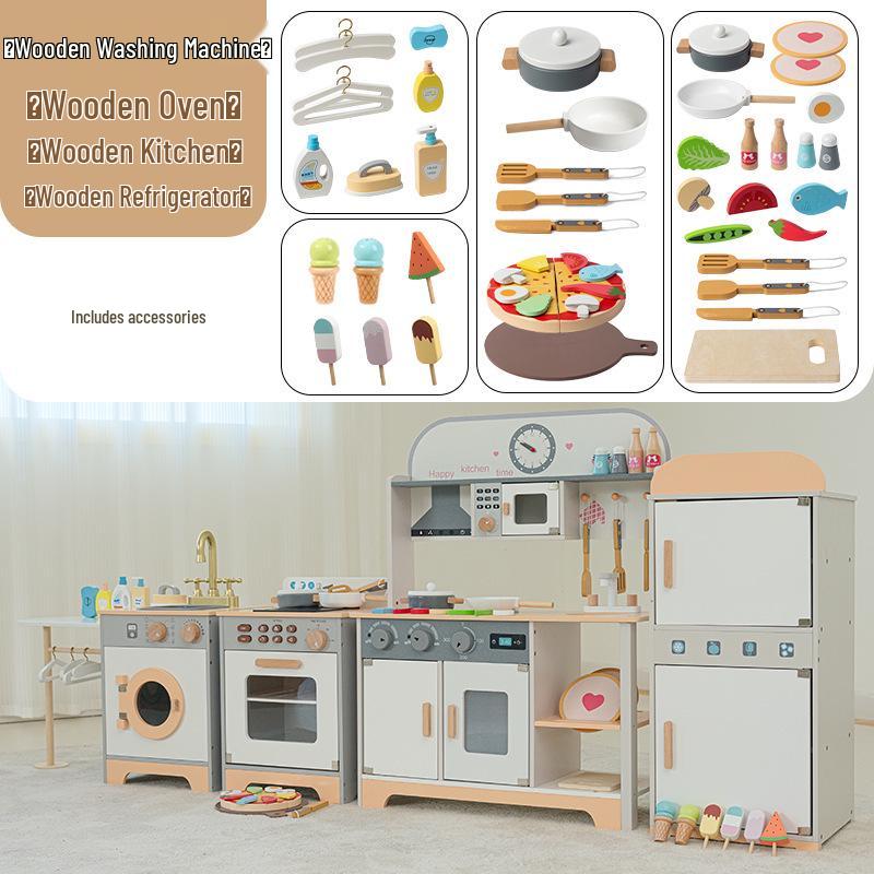 Wooden Pretend Play Kitchen Set: Fruit Cutting Toys for Kids' Birthday Gift