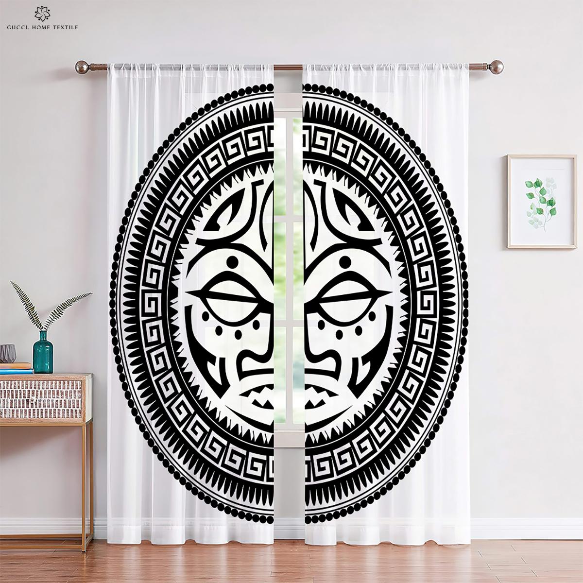 

Узор Воин Руна Печатные Шторы Черно-Красные Полиэстеровые Волокна Шторы Спальня Гостиная Кухня Шторы 2 Шт. W50xH130(CM)x2PCS&Grommet Top