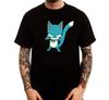 Fairy Tail Happy Angry Funny Cartoon Anime Cotton Printed  T-Shirt Top Tee