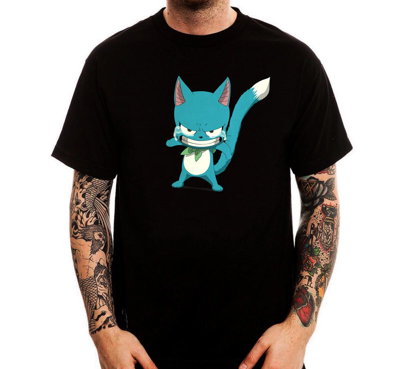 Fairy Tail Happy Angry Funny Cartoon Anime Cotton Printed T-Shirt Top Tee 120