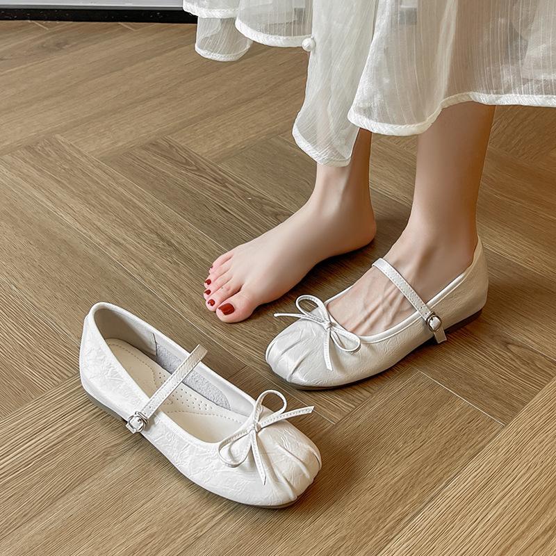 Small inner height increase bow Mary Jane shoes 2025 autumn new high-end soft-soled ballet single shoes women