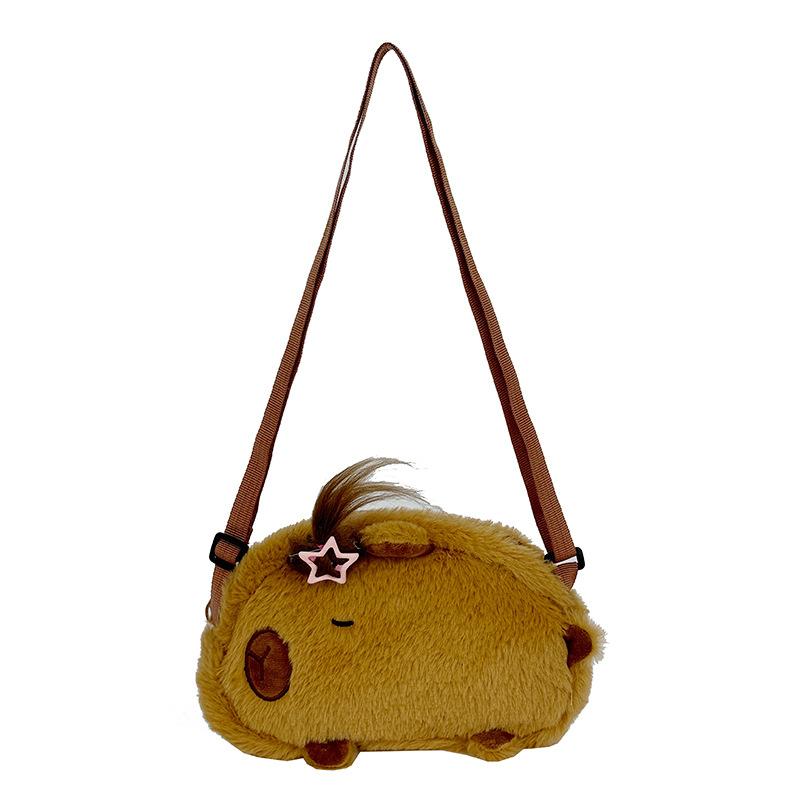 Creative Cute Hairpin Dolphin Small Oblique Span Bag Girl Heart Cute Plush Doll Bag Girl Portable Storage Bag