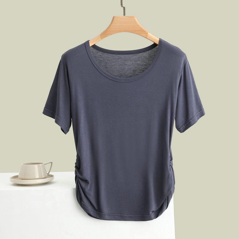 Damen Slim-Fit Modal Kurzarm T-Shirt - Vielseitiges, Bequemes, Rundhals Freizeit-Oberteil für Yoga und Tanz