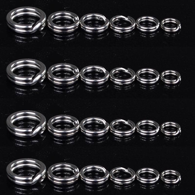 100pcs/Set 3#-8# Fishing Split Rings Double-Loop SS Lures Tackle Connectors Tool