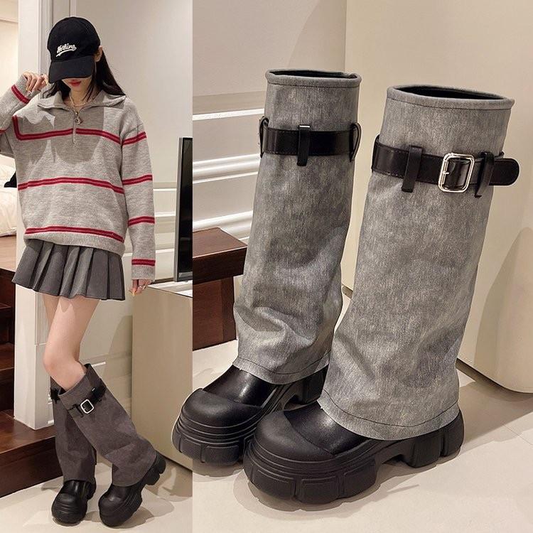 Cowboy retro trend thick heel boots women's summer 2025 new fashion thin tooling cowboy medium boots
