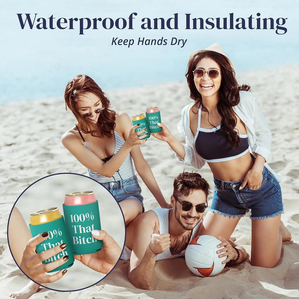 Sassy, Waterproof 100% That Turquoise Can Cooler. Durable Neoprene Beer, Soda, Water, or Other Beverage Sleeve. Novelty Drink Coolie is a Great Party