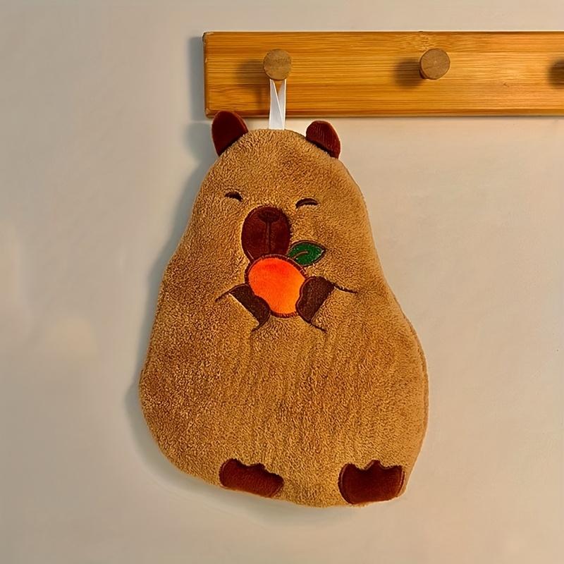 Kapibara Kitchen Hand Towel with Cute Animal Design, Hanging Absorbent Thickened Bathroom Wipe