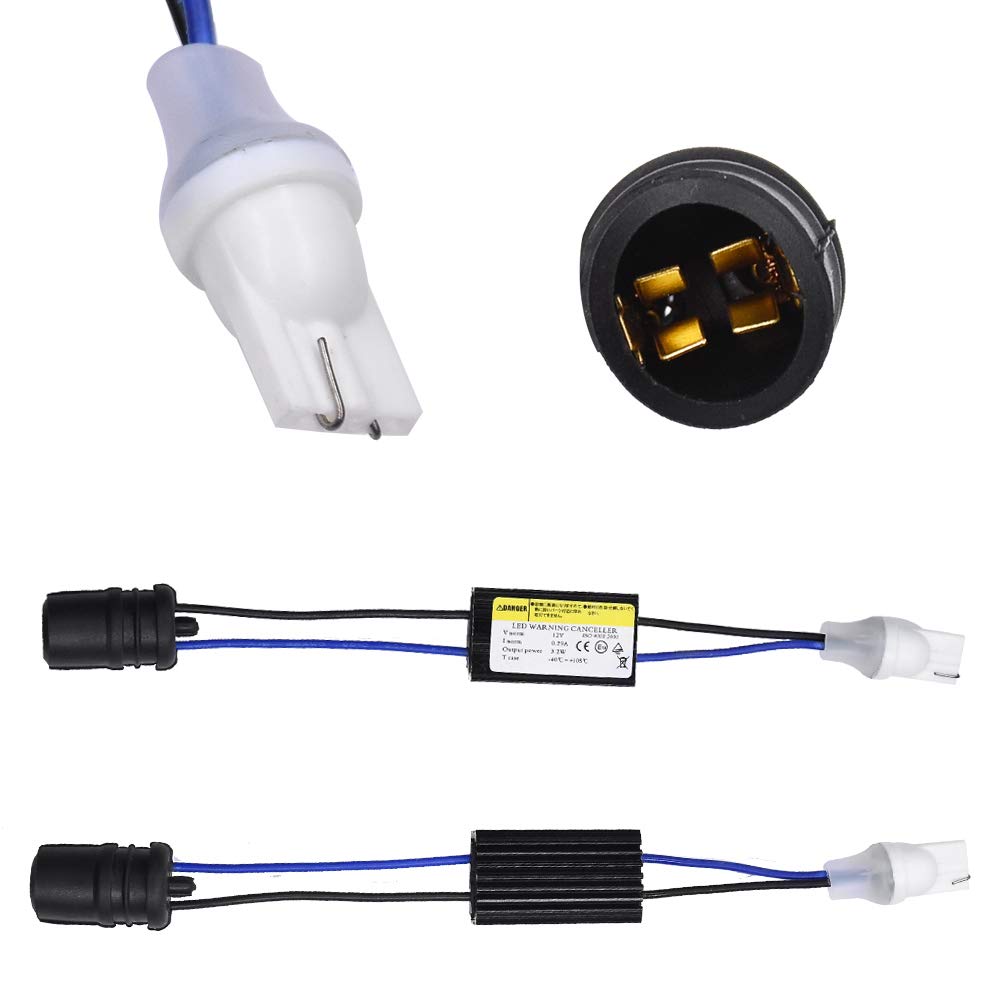 YUNPICAR T10 W5W Warning Light Warning Light with Built-in Warning Canceller, Wedge Socket, , 2 Pack (t10 Bulb-Off Warning Light)