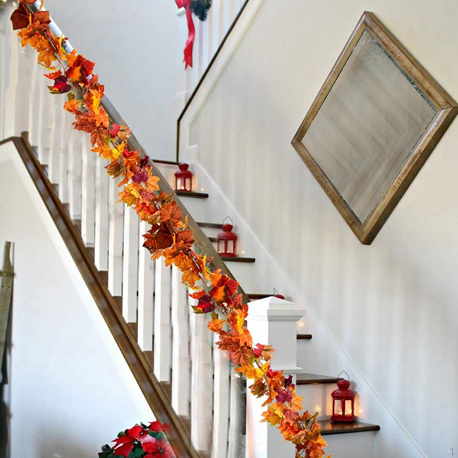 

Венок на Хэллоуин из клена и ротанга 7 футов, многоразовый декоративный настенный венок, украшение, гирлянда для улицы