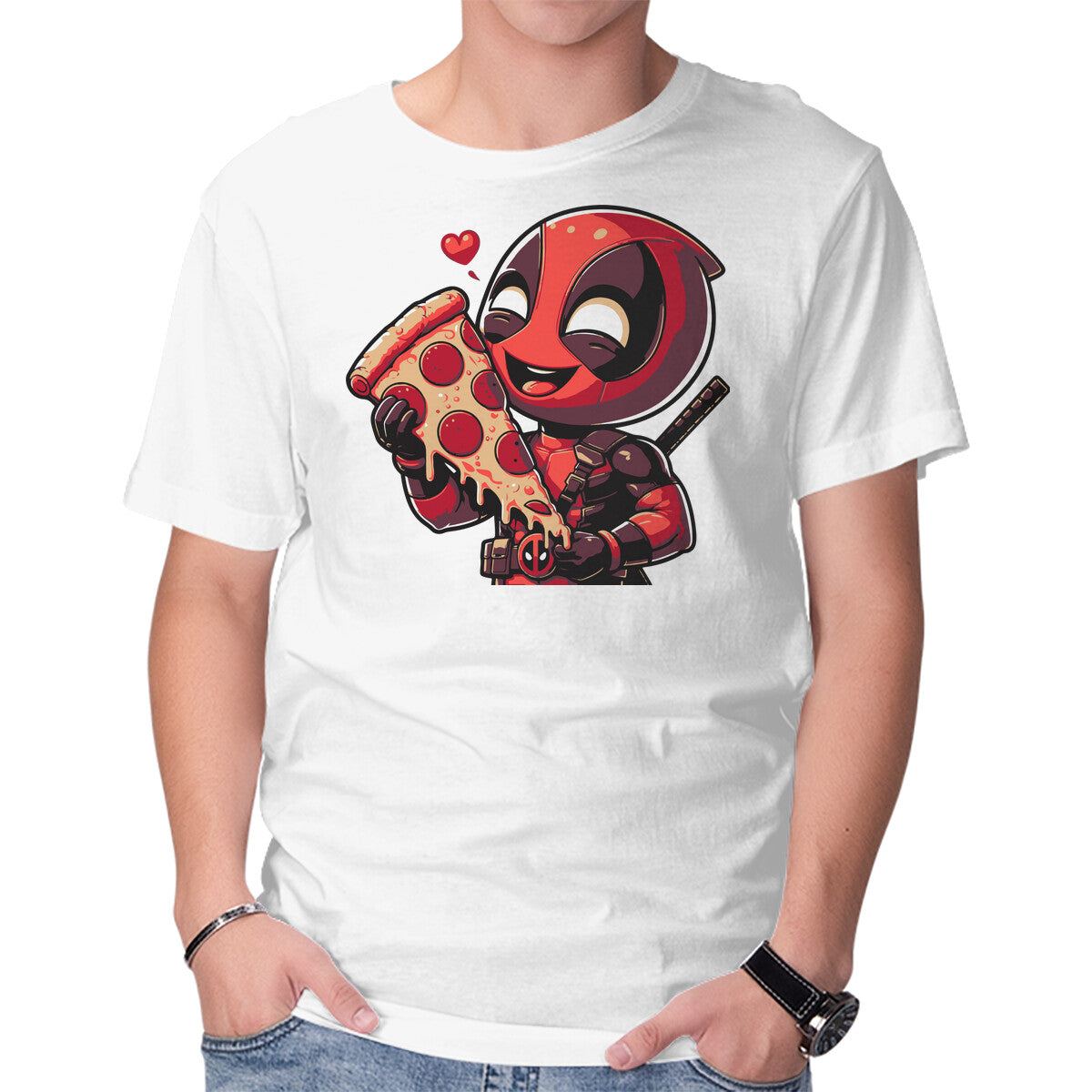 Unisex Crew Neck T-Shirt Love Pizza Dead Graphic Short Sleeve Casual Tee M