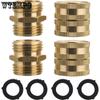 4pcs Garden Hose Adapter with Extra 4 Washers Male To Male Female To Female 3/4 Inch Brass Connector