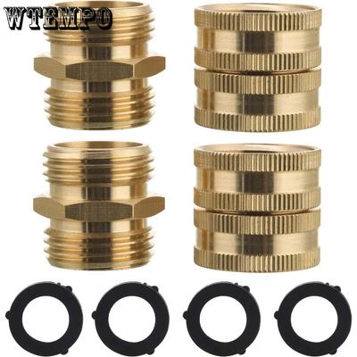 4pcs Garden Hose Adapter with Extra 4 Washers Male To Male Female To Female 3/4 Inch Brass Connector