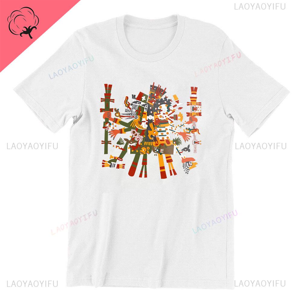 Tlaloc Quetzalcoatl Aztéčtí Bohové Starověcí Bohové Mexické Tričko Pánské Aztécké Tričko Aztécký Potisk Trička z Mexika Mexické Oblečení Muži